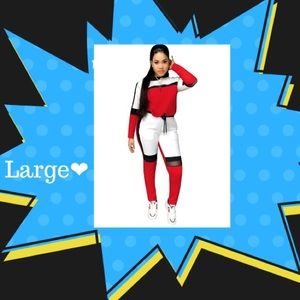 Red and White Active Wear 2 piece